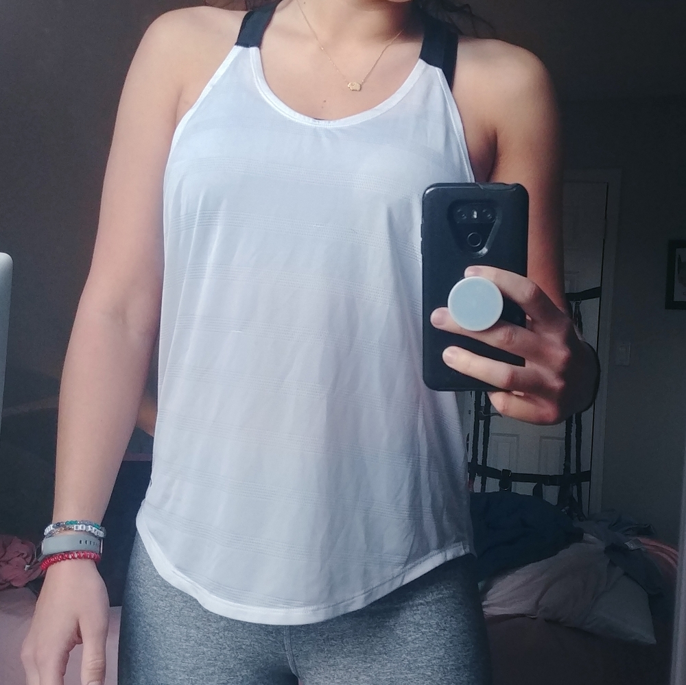Nike Dri Fit Sheer Strappy Athletic Tank Top White